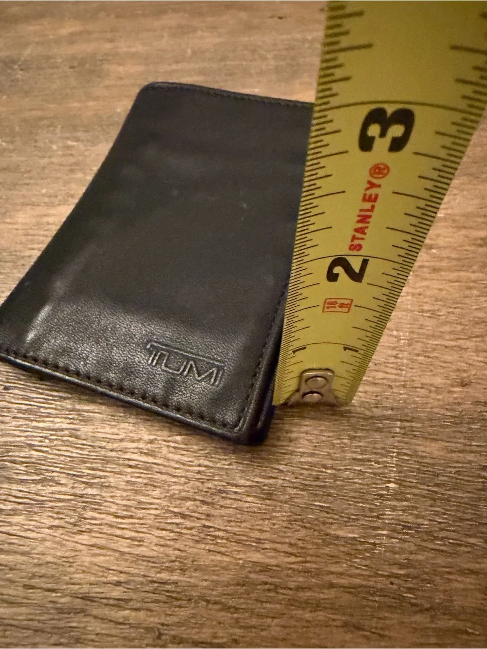 tumi black card holder leather